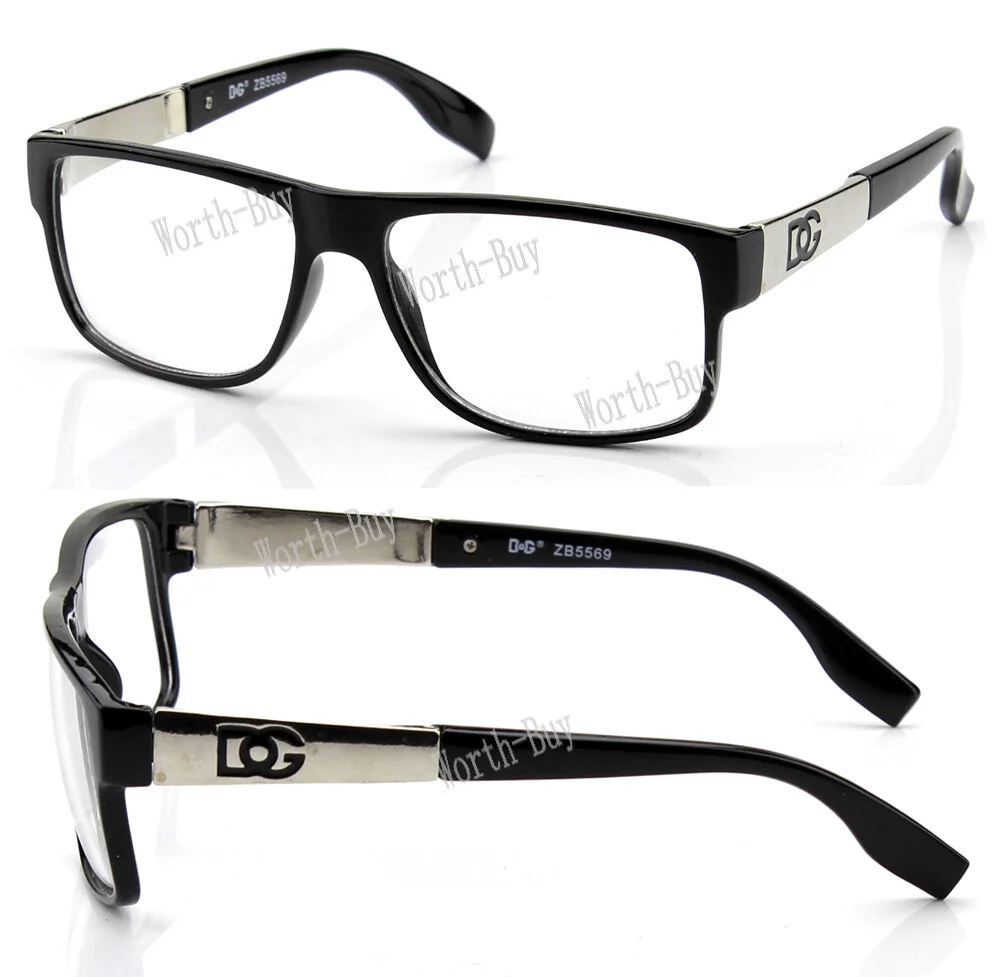 Mens Womens Clear Lens Square Eye Glasses Fashion Designer Wrap Frame Optical RX