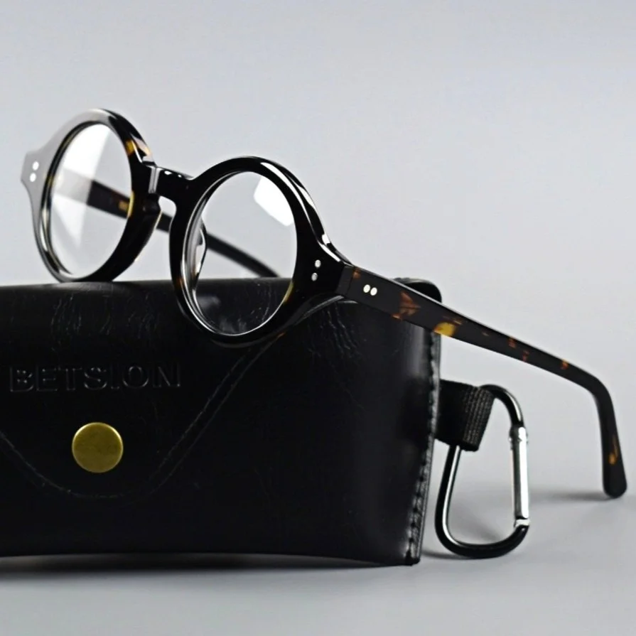 Thick Retro Round Acetate Eyeglasses Frame Men Women Full Rim Classic Glasses 1